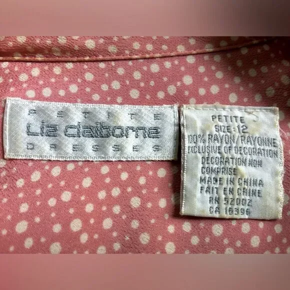 Liz Claiborne Vintage Pink Floral Dress with Lace Collar Vintage Size 12 - Picture 7 of 7